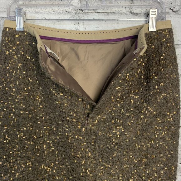 Anthropologie Pink Martini Sparkly Champagne Wool Blend Pencil Skirt - Picture 6 of 13